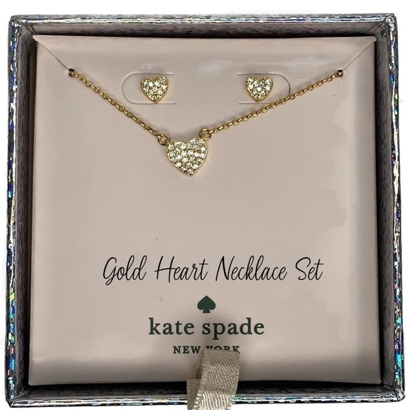 Kate Spade Heart Necklace Earrings Box Jewelry Set - Picture 10 of 10